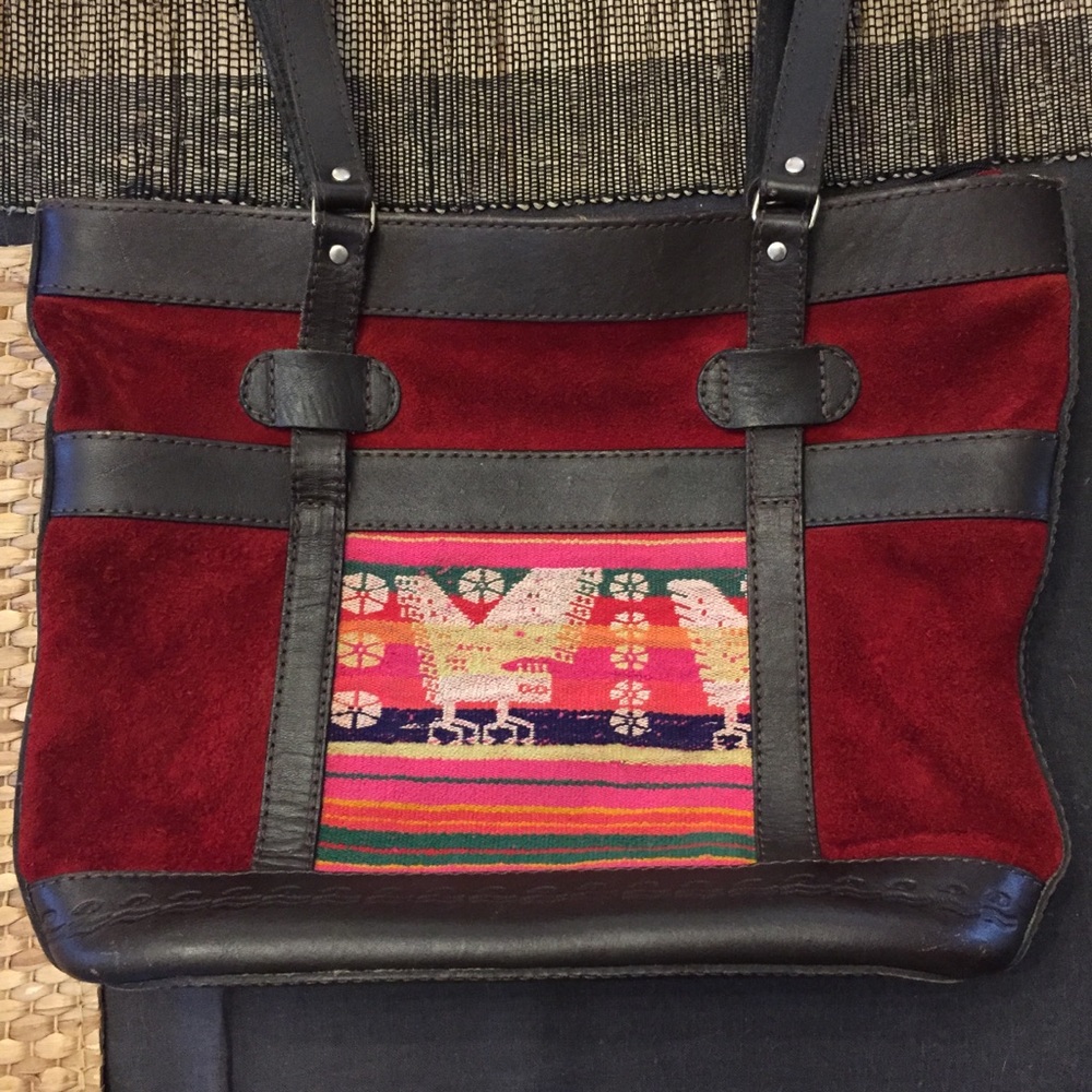 Vintage South American Suede Shoulder Bag